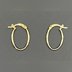 18K Gold Plated Sterling Silver Oval Hoop Earrings NWT